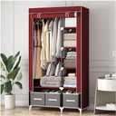 Portable Closet, Free Standing Closet Clothes Organizer with 6 Shelves 1 Clothes Hanging Rail Non-Woven Fabric Closet with Three Drawer Boxes, Red