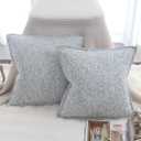 OYIMUA Blue and White Cotton Throw Pillow Covers 16x16 Set of 2 Textured Decorative Pillowcases Soft Luxury Cushion Covers Accent Pillows for Couch Bed Living Room