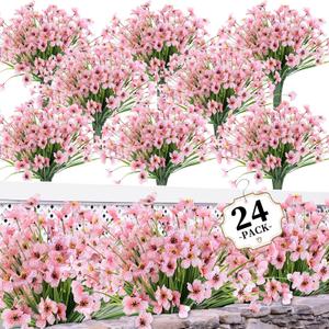 ColoPlay 24 Peach Bundles Artificial Flowers for Outdoors/Indoors Fake Flowers Plants for Indoor Outside Garden Porch Window Box Home Wedding Farmhouse