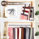 HUITEM 4 Pack 6-Tier Space Saving Pant Hangers, Anti-Slip, Lightweight, Stainless Steel, Black, 6 Pairs Jeans Hangers