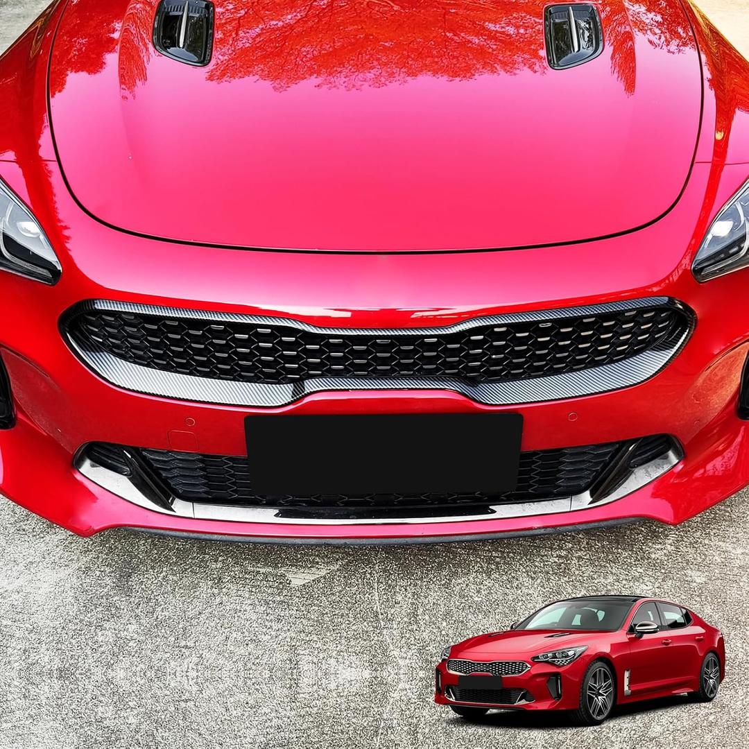 YOUTOOCAR Grille Cover Trim Compatible with Kia Stinger 2018-2023 Accessories (Carbon Fiber Pattern, Center Grille Cover)