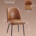 VASAGLE EKHO Collection - Dining Chairs Set of 4, Upholstered Kitchen Chairs, Comfortable Seat, Synthetic Leather with Stitching, Mid-Century Modern, Easy Assembly, with Storage Pocket, Caramel Brown