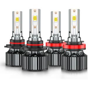 Compatible for Toyota highlander High Low Beams Bulbs 2011 2012 2013 2014 2015 2016 2017 2018 2019 2020 2021 2022, 6500K White Powersports Lights, Plug and Play, for Off-Road Use, Pack of 4