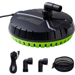 Automatic Pool Cover Pump, 1500GPH Submersible Sump Pump for Pool Draining, 25FT Power Cord, 2 Adapters, Available for Swimming Pool Covers, Swimming Pools, Fish Tanks, Ponds, Green