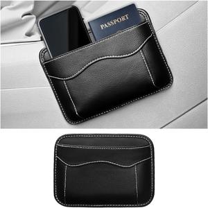 Car Seat Side Pocket Organizer, PU Leather Mini Vehicle Phone Holder Storage Bag, Automotive Interior Tray Pouch Seat Gap Filler Accessories, Universal for SUV Sedan Truck (Black)