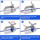 UNIFAMILY 100FT Pool Cover Cable and Winch Kit, Heavy-Duty Pool Cover Wire and 2 Aluminum Ratchet, Blue Plastic-Coated Steel Cable for Pool Covers Securing Swimmingpool Winter Cover (Blue