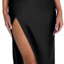 Memoriesea Women's Sexy Spaghetti Strap Bodycon Cowl Neck Party Cocktail Maxi Dress (Black, L)