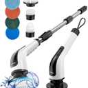 Bomves Electric Spin Scrubber, Cordless Cleaning Brush Scrubber for Home, 8 Replaceable Brush Heads-90Mins Work Time, 3 Adjustable Size, 2 Speeds for Bathroom Shower Bathtub Glass Car (White)