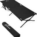 Sportneer Camping Cot: 78.3"x28.7"x14.6" Comfort Cot Bed for Camping Traveling Guest Bed, Sleeping Cots for Adults with Side Pockets & Storage Bag - Ease of Assembly, Support 330 Lbs (Black)