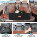HEGGCOOE Dog Car Seat for Medium/Large Dogs, Pet Booster Seat for Under 55 lbs or 2 Small Dogs, Detachable & Washable Dog Car Bed for Backseat with 2 Safety Leashes(Black/Brown)