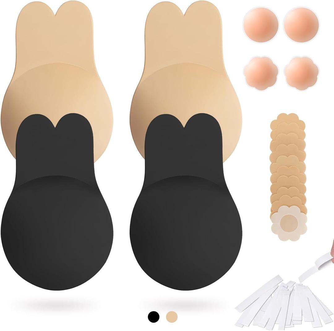 Sticky Bra Backless Strapless Bras Adhesive Push Up Invisible Stick on Silicone Bra for Women Breast Lift Nipple Covers, 3XL