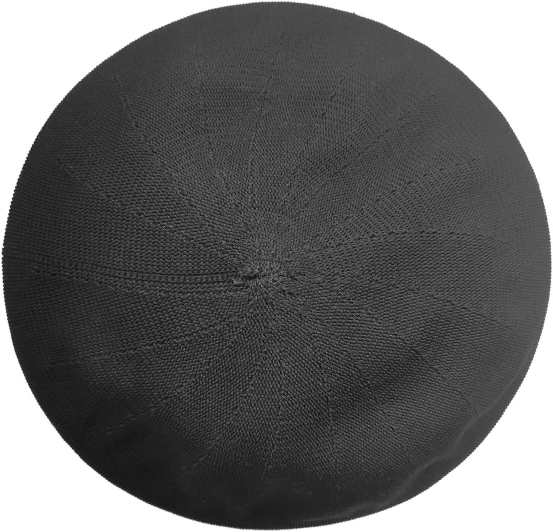 Summer French Beret Breathable Thin Beret Hat Solid Color Beanie for Women Lady (7 1/8, Black)