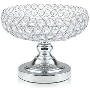kolnlala Hollow-Carved Design Crystal Fruit Bowl for Table Centerpiece/Counter/Gorgeous Fruit tray for your Kitchen.Nice Gift for her.(Silver, Bowl shape 1pc)
