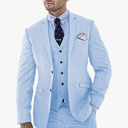 Men's 3 Piece Linen Suit Slim Fit Casual Suits Groomsmen Tuxedo Summer Beach Wedding Suits Set L