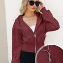 Arssm Cropped Hoodie Women Zip Up Long Sleeve Sweatshirts Casual Fashion Hooded Workout Jacket Crop Top (Red, XS)
