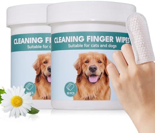 No Pawblems Natural Ear Wipes Finger for Dogs & Cats Comfy Finger Design | Clean Ear Wax, Debris & Dirt Gently | 100 Count Pack