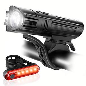 Ascher Ultra Bright USB Rechargeable Bike Light Set, Powerful Bicycle Front Headlight and Back Taillight, 4 Light Modes, Easy to Install for Men Women Road Mountain Cycling Black