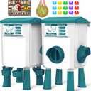 Chicken Feeder and Waterer Set - 3 Gallon/26.5 Pounds, Automatic Chicken Waterer with 4 Cups & 3 Feeder Ports, No Waste Poultry Feeders & Waterers, Chicken Coop Accessories for Hens/Ducks/Poultry (Blue)