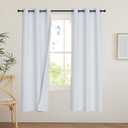 PONY DANCE White 100% Black Out Curtains 63 inch Length, Thermal Insulated Window Treatment Blackout Drapes for Bedroom, Room Darkening Noise Reducing Curtains for Living Room(2 Panels, 34 inches Wide)