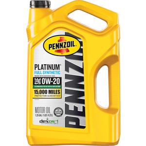 Pennzoil Platinum Full Synthetic 0W-20 Motor Oil, 5 Quart (5 Quart, Pack of 1)