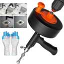 25FT Heavy Duty Drain Auger, Professional Plumbing Snake with Drill Adapter, Manual & Powered Clog Remover for Kitchen, Bathroom, Shower Sink & Bathtub, Flexible Pipe Snake Cleaner with Gloves