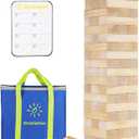 Tumbling Tower Game,Outdoor Games for Adults & Families, Over 3.3 FT 60 PCS Premiun Wooden Stacking Games with Carry Bag Stacking Toys for Backyard, Lawn, Party, Camping (Medium Size)