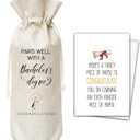 2 x Graduation Bottle Gifts Bag, Bachelor's Degree Graduation Reusable Bottle Bag, College Graduation Party Decor, Graduation Gifts Bag For Women Man Friend Classmate, Burlap Drawstring Bottle Bag With Card-10