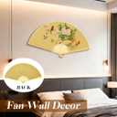Quzzil Giant Fan Wall Decoration 43 Inch Large Chinese Traditional Fan Wall Art for Hanging Headboard Decorative Bamboo Decoration for Background Living Room Bedroom Headboard Art(Elegant), 25.6"L x 2.4"W