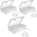 Mathtoxyz Small Bead Organizers, 45 Pieces Plastic Storage Cases Mini Clear Bead Storage Containers Transparent Boxes with Hinged Lid and Rectangle Clear Craft Supply Case