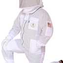 US APIARY 3 Layer Bee Suit with Fencing Veil and Round Veil One Pair Gloves Sting Proof Ventilated Beekeeping Suit, 2 Veils (White, 3X-Large)