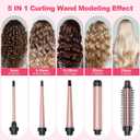 5 in 1 Curling Wand Set with Thermal Brush & Ceramic Barrels (0.35"-1.25"), Instant Heat Up, Dual Voltage Hair Curler, Perfect for Long Short Hair, and All Hair Types, Gift for Women