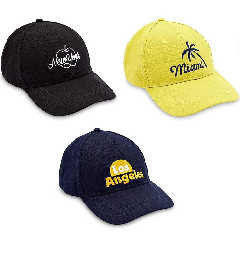 Baseball Caps for Men and Women, Los Angeles, Miami, New York (3 Pack)