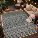 MontVoo-Outdoor Rug Carpet 8x10 ft for Patio RV Camping with Led Strip Lights Waterproof Plastic Straw Rug Reversible Portable Outside Indoor Outdoor Rug Mat for Patio Decor Balcony Picnic-Boho Rug