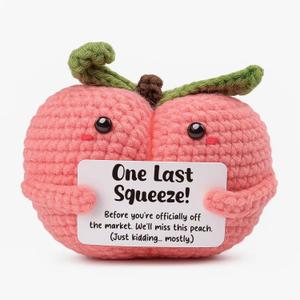 Funny Bachelorette Party Gift for Bride to Be - One Last Squeeze Bridal Shower Present - Off The Market Engagement Decor - Cheeky Hen Night Prop - Handmade Crochet Peach Ornament