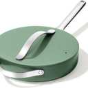 Caraway Ceramic Nonstick Sauté Pan with Lid – 10.5" (3 qt) – Non Toxic, PTFE & PFOA Free - Oven Safe to 550°F - Compatible with Gas, Electric, Induction Stovetops, Sage