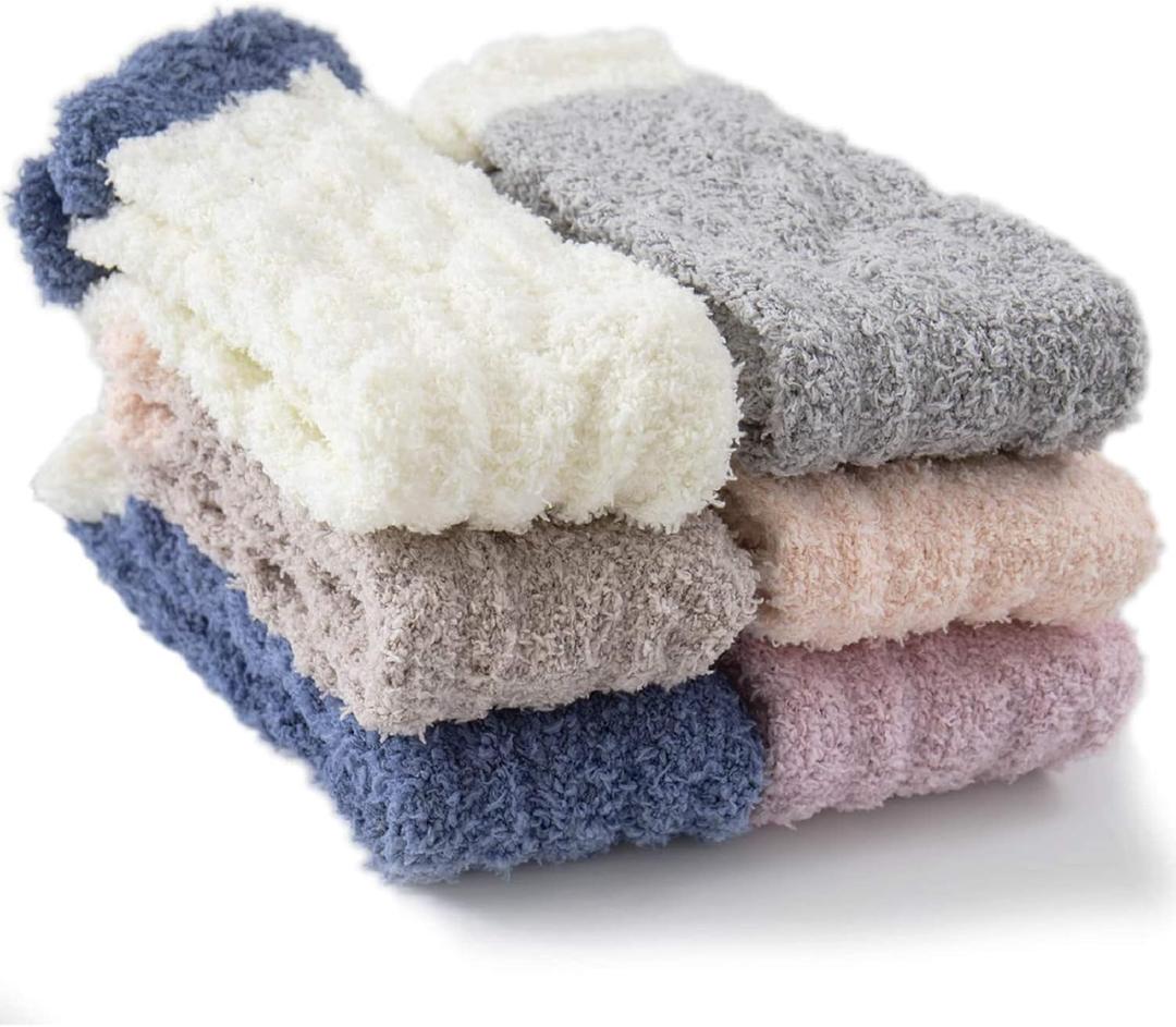 TEHOOK Warm & Cozy Gifts for Women, Stocking Stuufers, Fluffy Fuzzy Plush Sleeping Slipper Socks - Soft Warm Fabric (One Size, Multi-color)