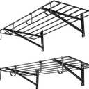 VEVOR 2-Tier Heavy Duty Wall Garage Shelving, 2 x 4 ft Steel Wall Mounted Shelving Unit with Hooks, 24 x 48 Inch Per Shelf Floating Storage Metal Rack for Garage, 520 lbs Total Weight Capacity, Black