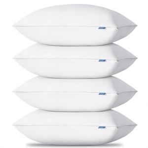 CozyLux Soft Supportive Bed Pillows for Side and Back Sleepers, Oeko-Tex Certified Down Alternative Filling, Hotel Quality Fluffy Sleeping Pillow, White, Standard - 18" x 26", 4 Pack