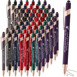 Fumete 84 Pcs Christian Pens with Stylus Tip, 7 Color 7 Quote Bible Verse Ballpoint Pen Inspirational Christian Gift Bulk for Fathers Day Religious Gift Men Dad Husband Women Office Church Graduation