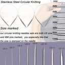 9 Pieces Size Marked US 0-15 Circular Knitting Needles Stainless Steel Knitting Needles Set for Beginner (16 Inch)