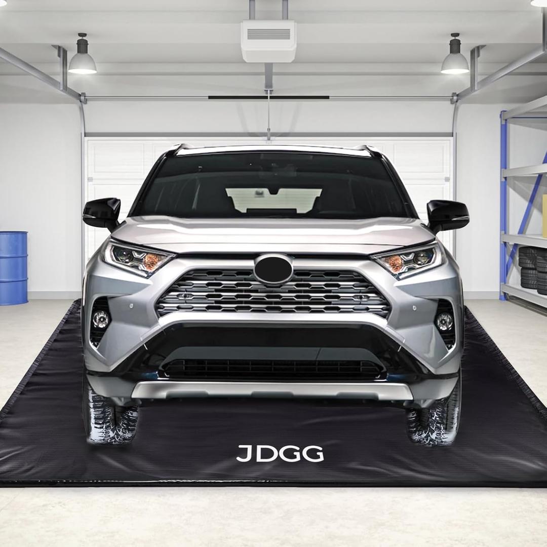 Waterproof Garage Floor Mat for Under Car, 7'9"x18' Heavy Duty Containment Mat with Free Floor Squeegee, Protects Garage Floor from Snow, Slush, Water, Mud and Oil