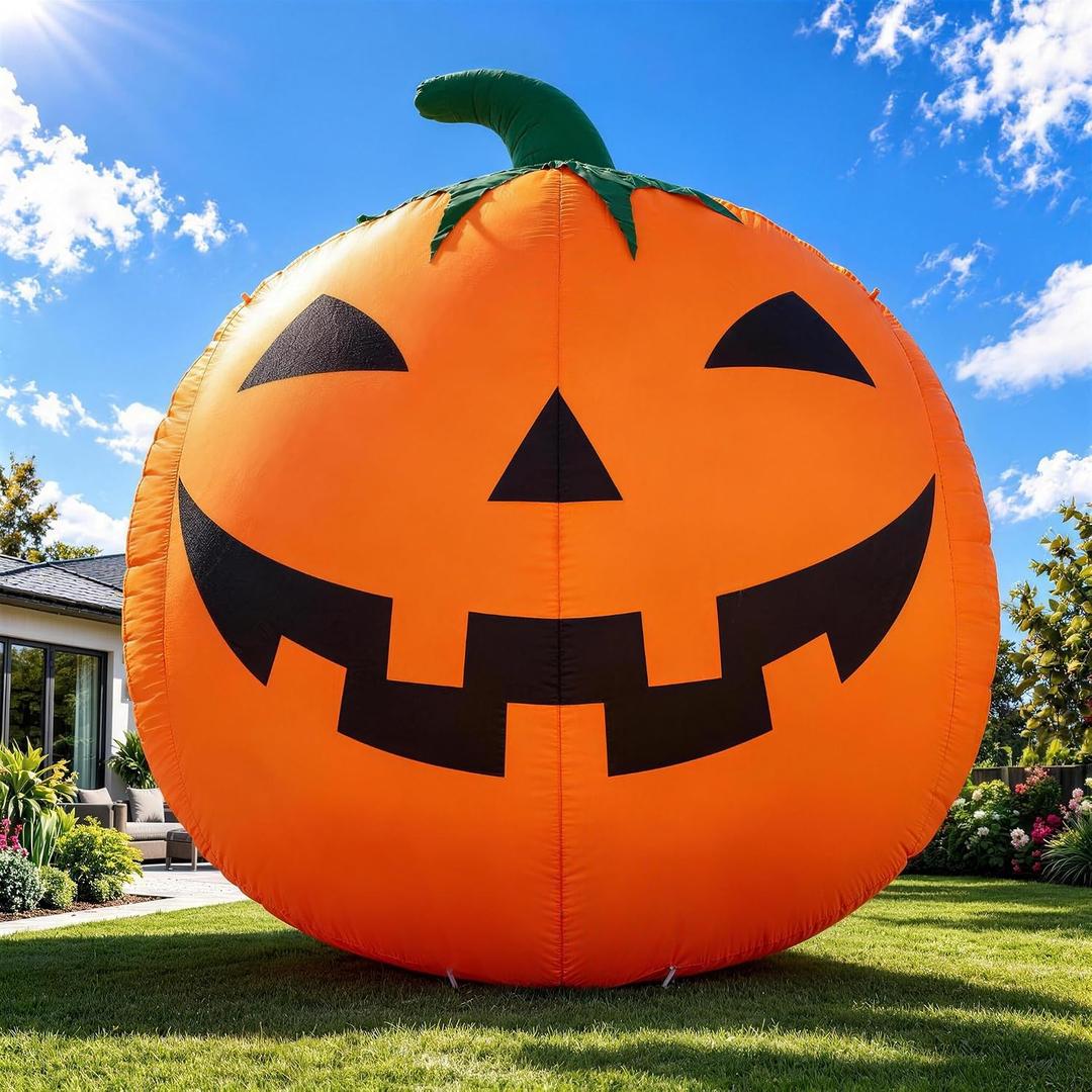ZPISF 12 FT Halloween Inflatables Giant Pumpkin with Rotating LEDs