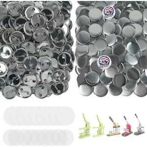 200 Sets Button Maker Supplies, 32mm / 1.26 inch Button Supplies Buttons Parts, (Approx. 1.25 inch) Metal Blank Badge Parts with Blank Paper for Buttons Maker Machine Pin Maker Press