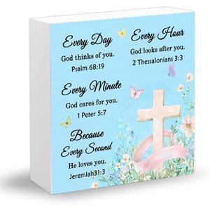 Christian Gifts For Women Wooden Decoration With Bible Verse Best Christian Religious Gifts Spiritual Gift For Women Men Faith Based Gift Every Second God He Loves You