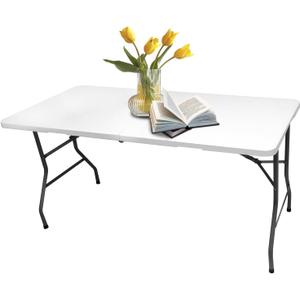 5FT Folding Table, Indoor & Outdoor Heavy Duty Portable, Folding Picnic,Card Table for Picnic, Party, Camping (5FT)