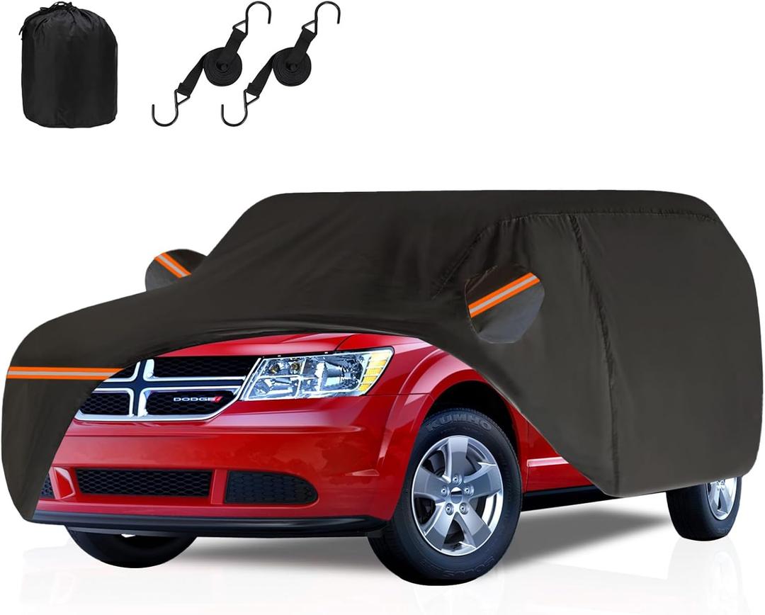 Dodge Car Cover Custom Fit for Dodge Journey 2008-2019, Waterproof All Weather Full ExteriorOutdoor Cover with Zipper Door Cotton Lining Sun Rain Snow Dust Protection,  Fit Dodge Journey