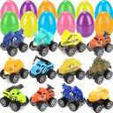 24PCS Easter Egg Fillers Dinosaur Pull Back Cars, Easter Basket Stuffers for Kids, Mini Toy Cars for Egg Hunt, Party Favors, Classroom Prizes for Boys Girls