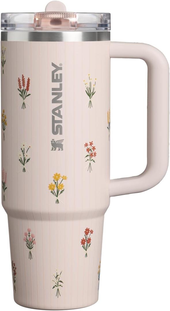 STANLEY Quencher ProTour Flip Straw Tumbler | Leakproof Lid, Straw & Handle | Insulated Stainless Steel | Fits Cup Holders | Perfect Mothers Day Gift | BPA-Free | 30 oz | Rose Quartz Bouquets