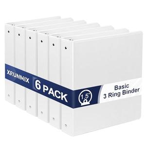1.5-Inch 3-Ring Binder with Pockets, 1-1/2’’ Premium View Binders with Three Ring Binders Holds up to 325 Sheets US Letter Size, Bulk Pack of 6, Perfect for Home, Office, and School (1.5-inch) White