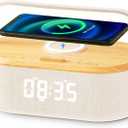 6-in-1 Sound Machine Alarm Clock,Wireless Charger,Stereo Bluetooth Speaker with Soothing Sounds,3 Level Bedroom Night Light